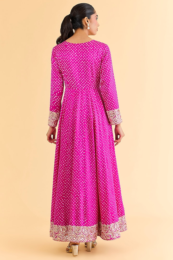 Hot Pink Gajji Silk Bridal Anarkali Set by Faabiiana at Pernia's Pop Up Shop