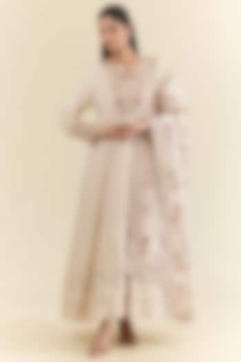 Ivory Chikankari Bridal Anarkali Set by Faabiiana at Pernia's Pop Up Shop