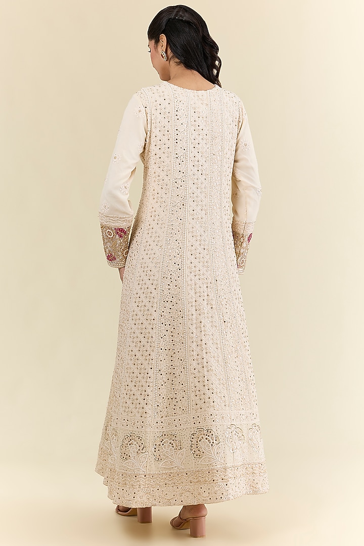 Ivory Chikankari Bridal Anarkali Set by Faabiiana at Pernia's Pop Up Shop