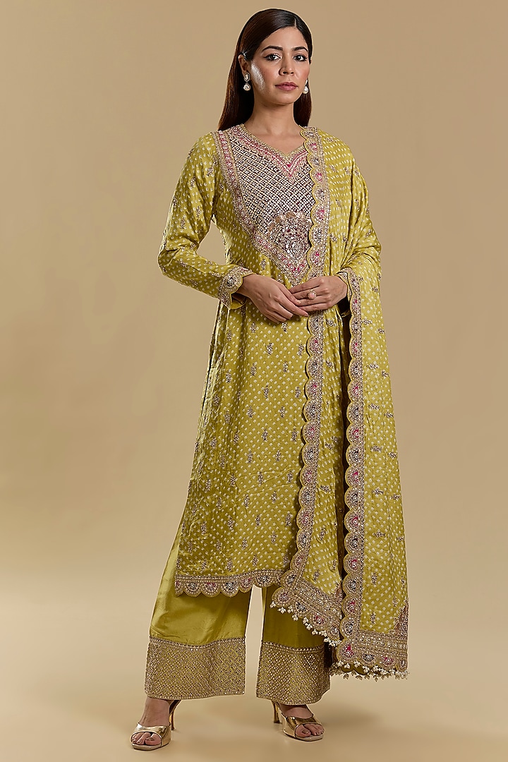 Yellow Gajji Silk Kurta Set by Faabiiana at Pernia's Pop Up Shop