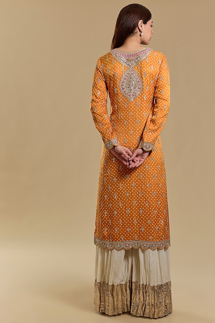 Orange Gajji Silk Kurta Set by Faabiiana at Pernia's Pop Up Shop