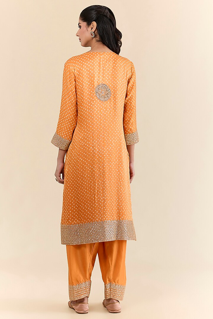 Orange Gajji Silk Kurta Set by Faabiiana at Pernia's Pop Up Shop