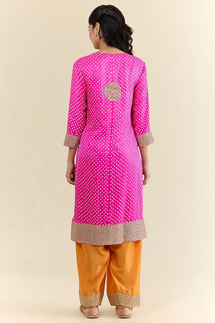 Hot Pink Gajji Silk Kurta Set by Faabiiana at Pernia's Pop Up Shop