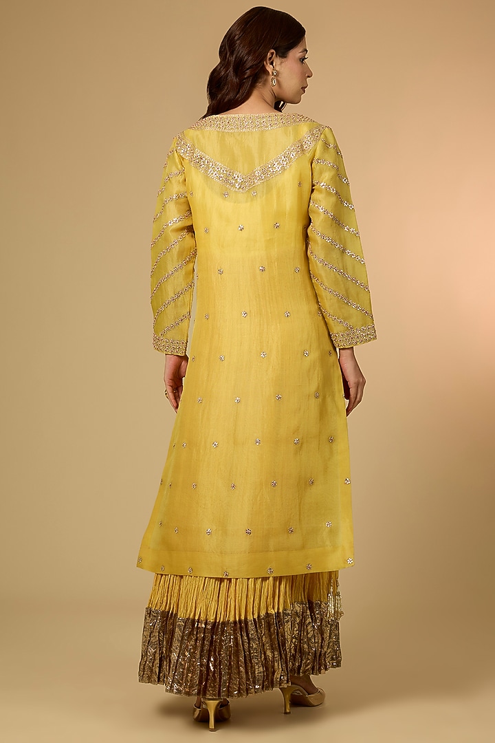 Yellow Organza Kurta Set by Faabiiana at Pernia's Pop Up Shop