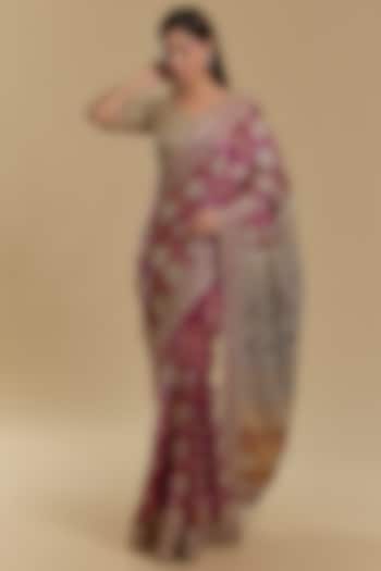 Magenta Gajji Silk Bridal Saree Set by Faabiiana at Pernia's Pop Up Shop