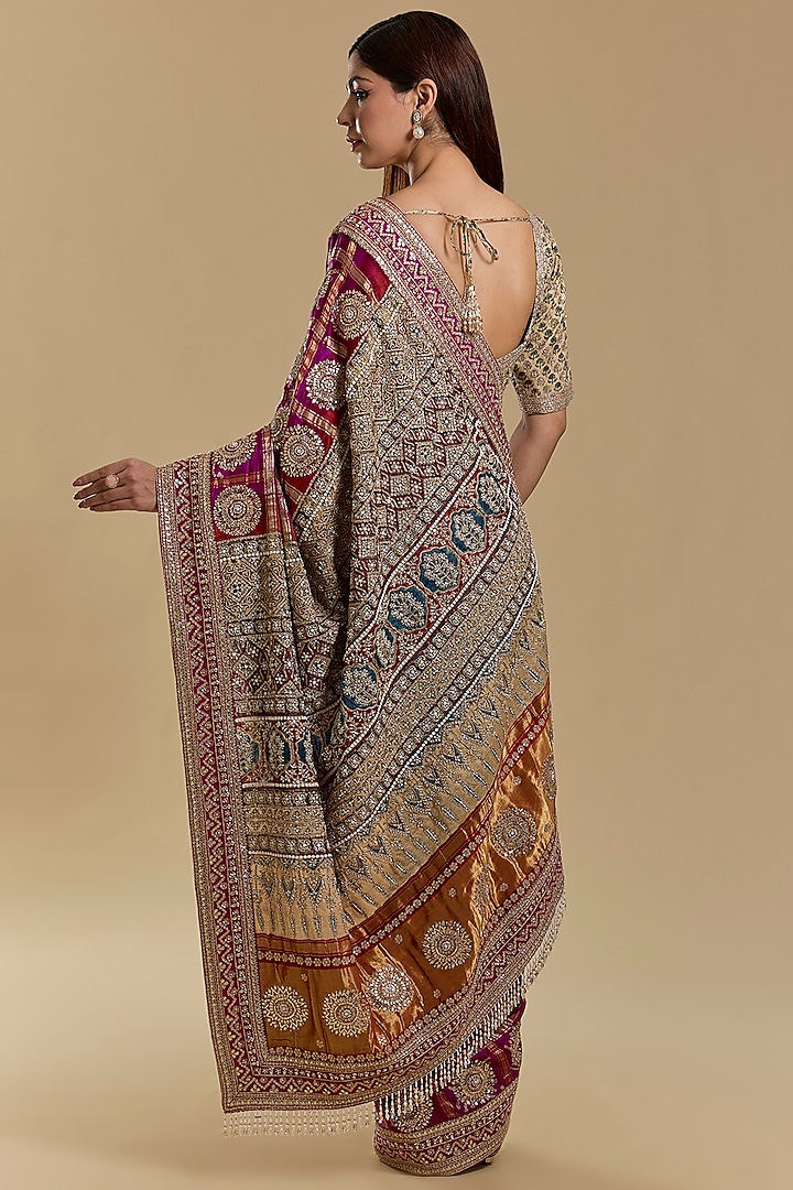 Magenta Gajji Silk Bridal Saree Set by Faabiiana at Pernia's Pop Up Shop