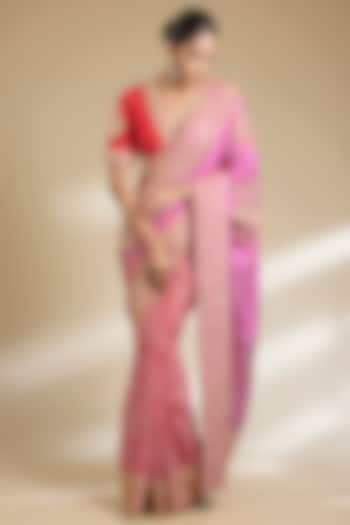 Pink Gajji Silk Bridal Saree Set by Faabiiana at Pernia's Pop Up Shop