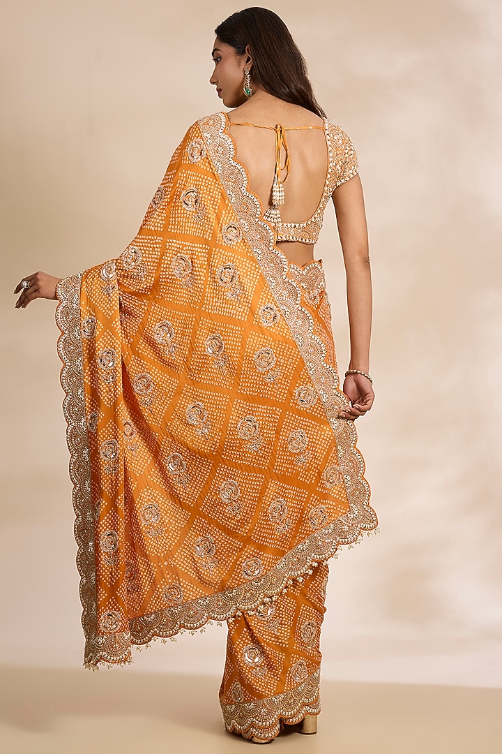 Orange Gajji Silk Bridal Saree Set by Faabiiana at Pernia's Pop Up Shop