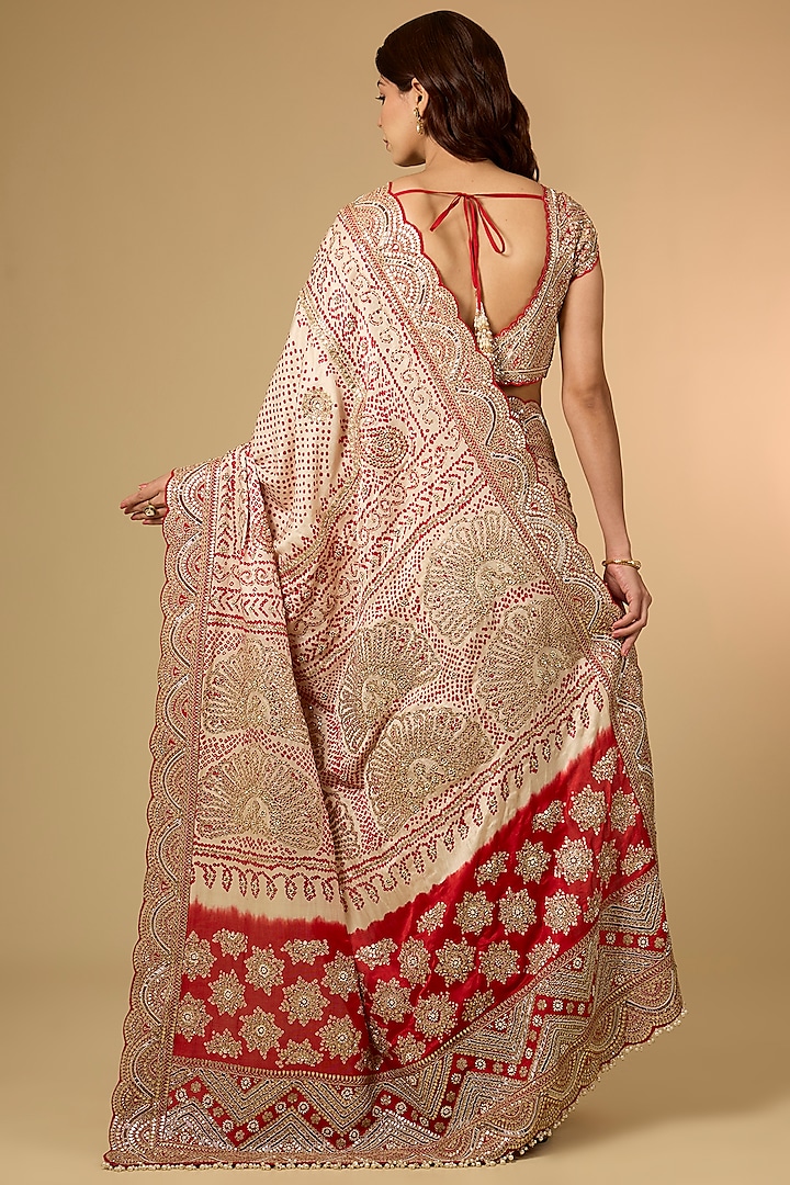 Ivory Gajji Silk Bridal Saree Set by Faabiiana at Pernia's Pop Up Shop