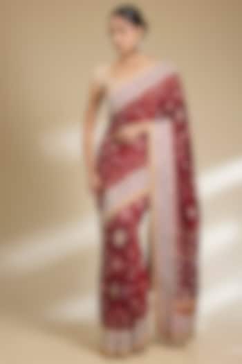 Red & Maroon Patola Bridal Saree Set by Faabiiana at Pernia's Pop Up Shop