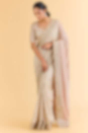 Onion Pink Chikankari Bridal Saree Set by Faabiiana at Pernia's Pop Up Shop