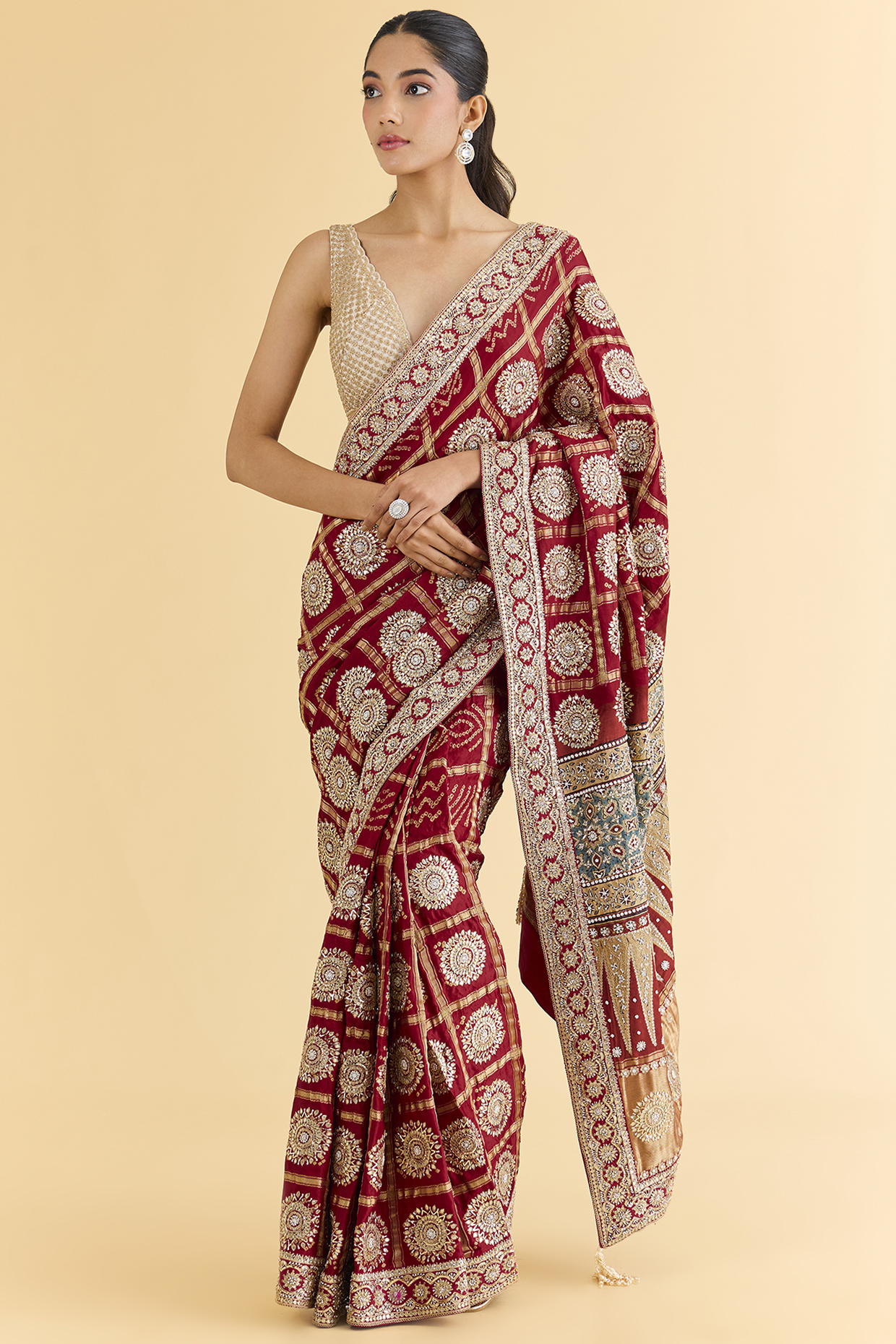Red Gharchola Bridal Saree Set by Faabiiana at Pernia's Pop Up Shop