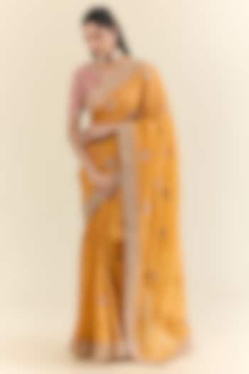 Mustard Organza Bridal Saree Set by Faabiiana at Pernia's Pop Up Shop