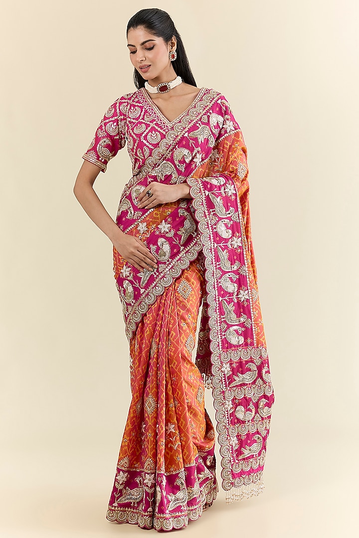 Orange Patola Bridal Saree Set by Faabiiana at Pernia's Pop Up Shop