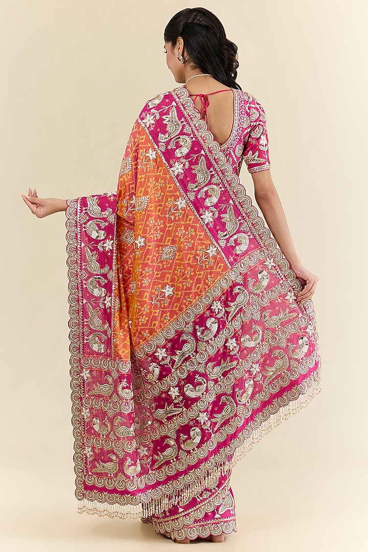 Orange Patola Bridal Saree Set by Faabiiana at Pernia's Pop Up Shop