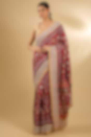 Red & Maroon Patola Bridal Saree Set by Faabiiana at Pernia's Pop Up Shop