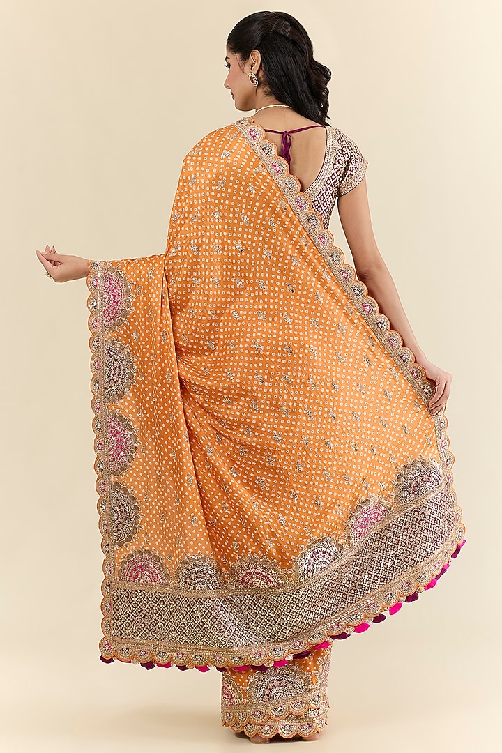 Orange Gajji Silk Bridal Saree Set by Faabiiana at Pernia's Pop Up Shop