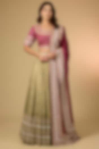 Green Banarasi Bridal Lehenga Set by Faabiiana at Pernia's Pop Up Shop