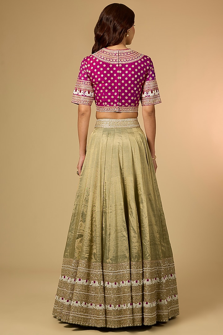 Green Banarasi Bridal Lehenga Set by Faabiiana at Pernia's Pop Up Shop
