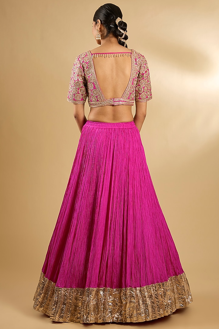 Pink & Green Silk Bridal Lehenga Set by Faabiiana at Pernia's Pop Up Shop