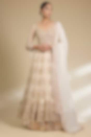 Onion Pink Net Bridal Anarkali Set by Faabiiana at Pernia's Pop Up Shop