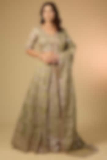 Green Banarasi Tissue Bridal Lehenga Set by Faabiiana at Pernia's Pop Up Shop