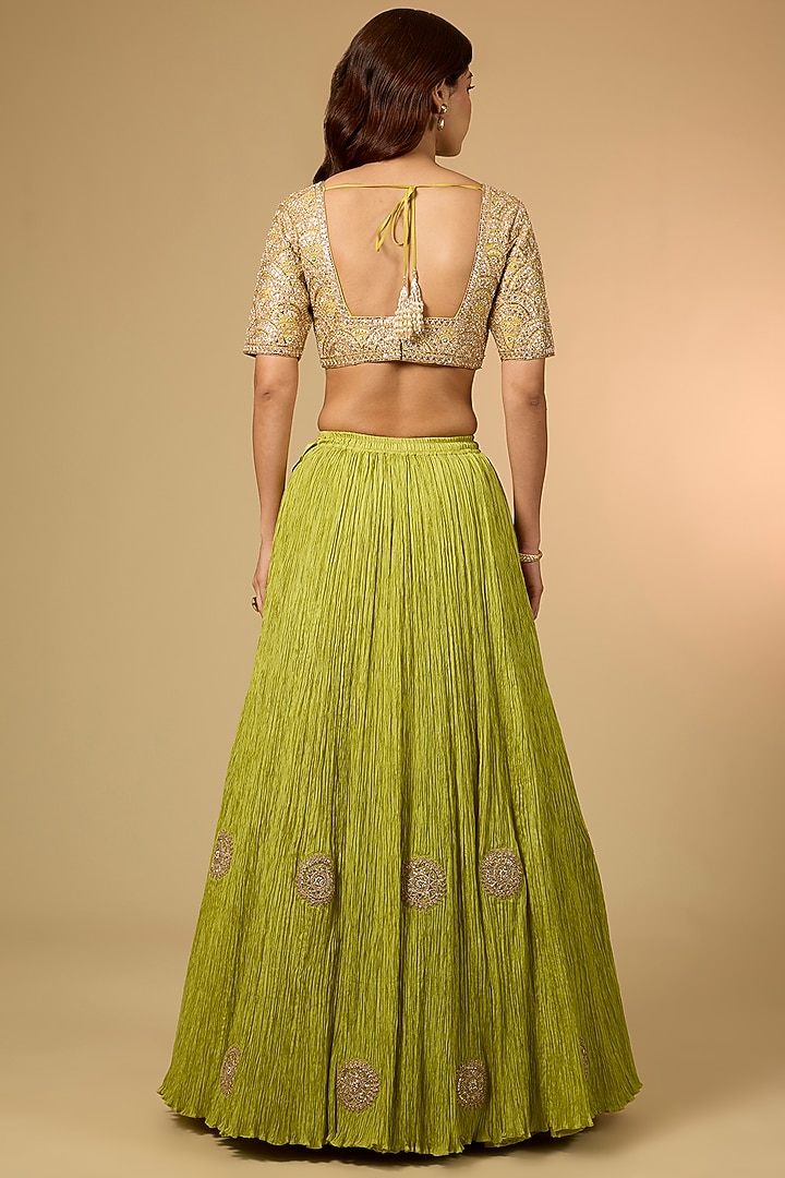 Green Silk Bridal Lehenga Set by Faabiiana at Pernia's Pop Up Shop