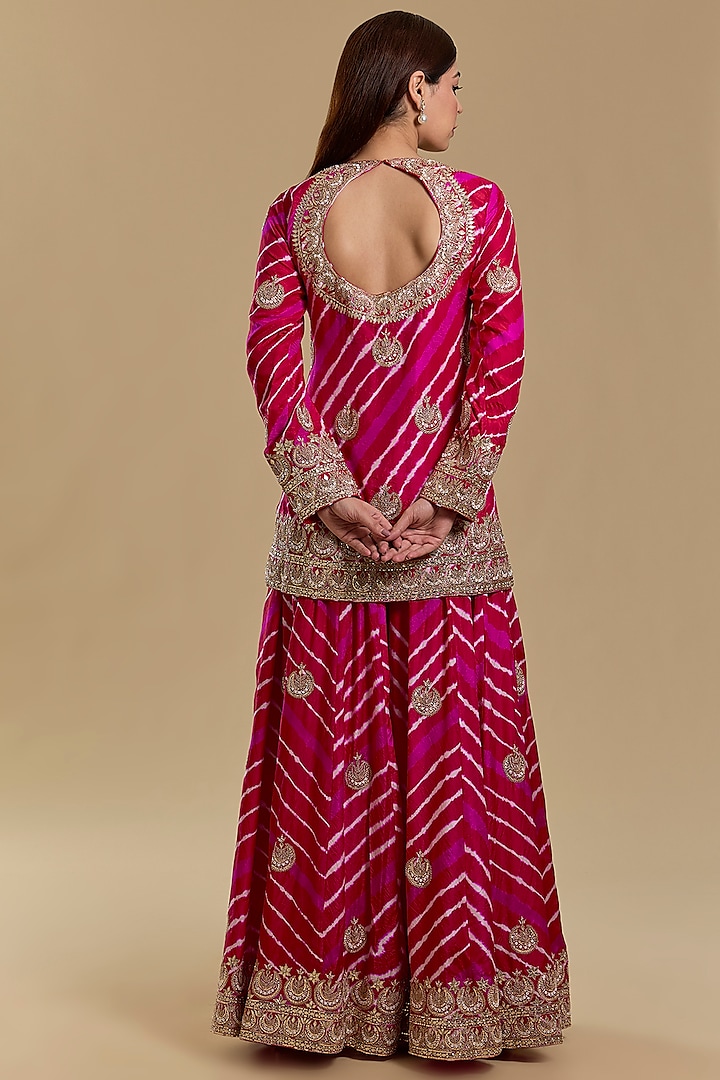 Red & Pink Silk Bridal Sharara Set by Faabiiana at Pernia's Pop Up Shop
