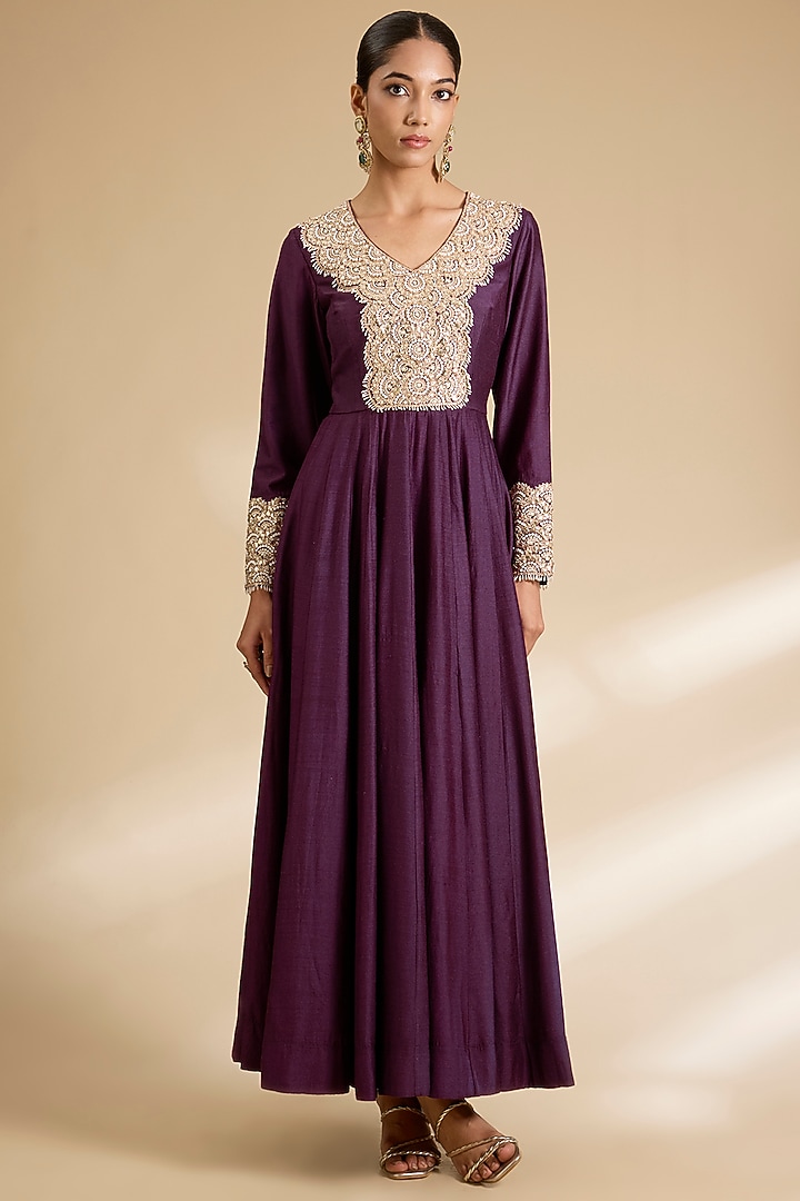 Purple Matka Bridal Anarkali Set by Faabiiana at Pernia's Pop Up Shop