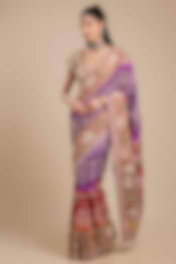 Purple Silk Patola Bridal Saree Set by Faabiiana at Pernia's Pop Up Shop