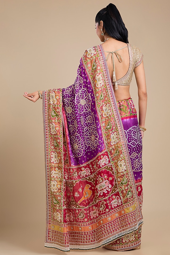 Purple Silk Patola Bridal Saree Set by Faabiiana at Pernia's Pop Up Shop