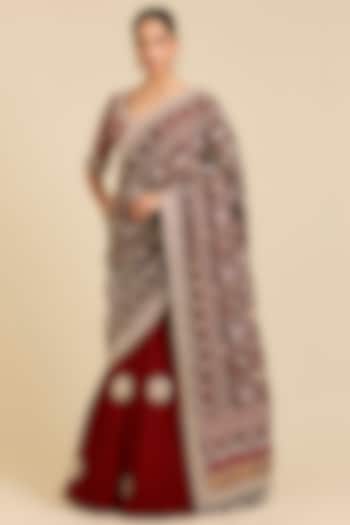 Red Silk Bridal Lehenga Set by Faabiiana at Pernia's Pop Up Shop