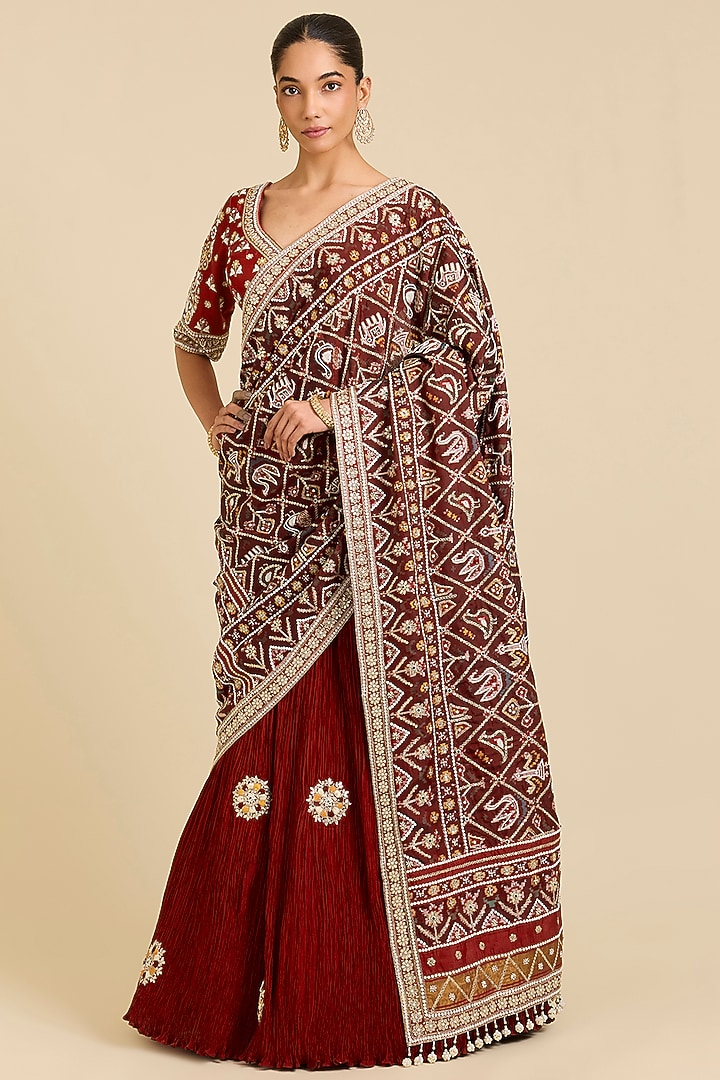 Red Silk Bridal Lehenga Set by Faabiiana at Pernia's Pop Up Shop