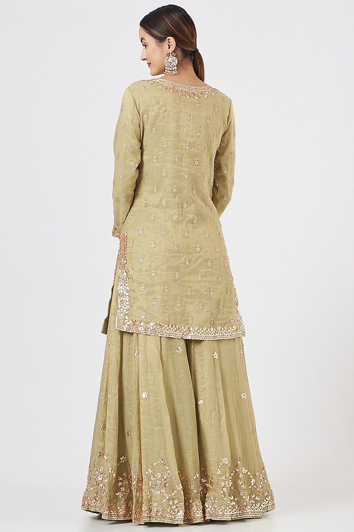 Dull Gold Chanderi Bridal Sharara Set by Faabiiana at Pernia's Pop Up Shop