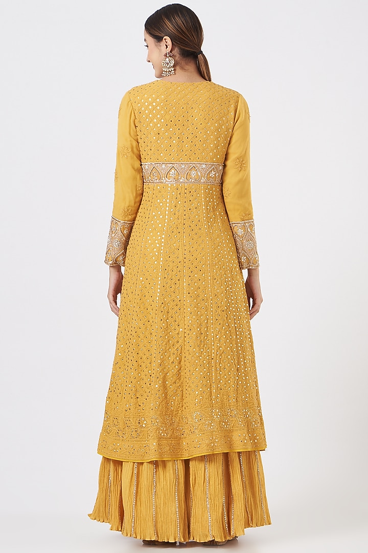 Mustard Yellow Chikankari Bridal Anarkali Set by Faabiiana at Pernia's Pop Up Shop
