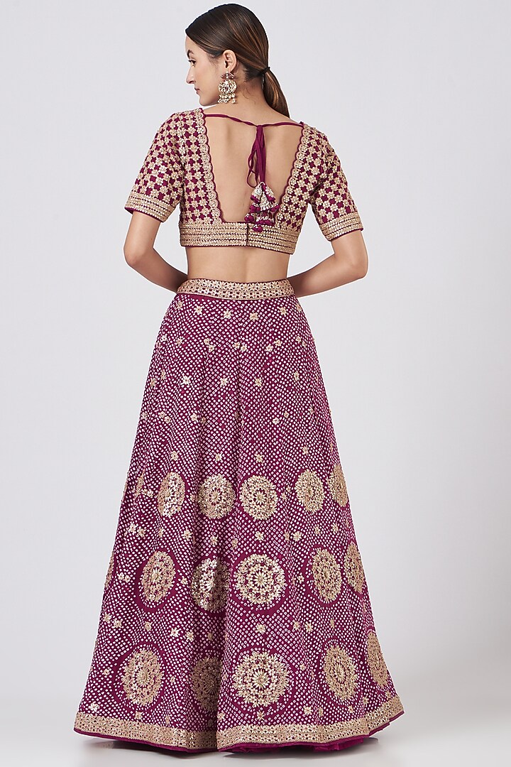 Purple Embroidered Bridal Lehenga Set by Faabiiana at Pernia's Pop Up Shop