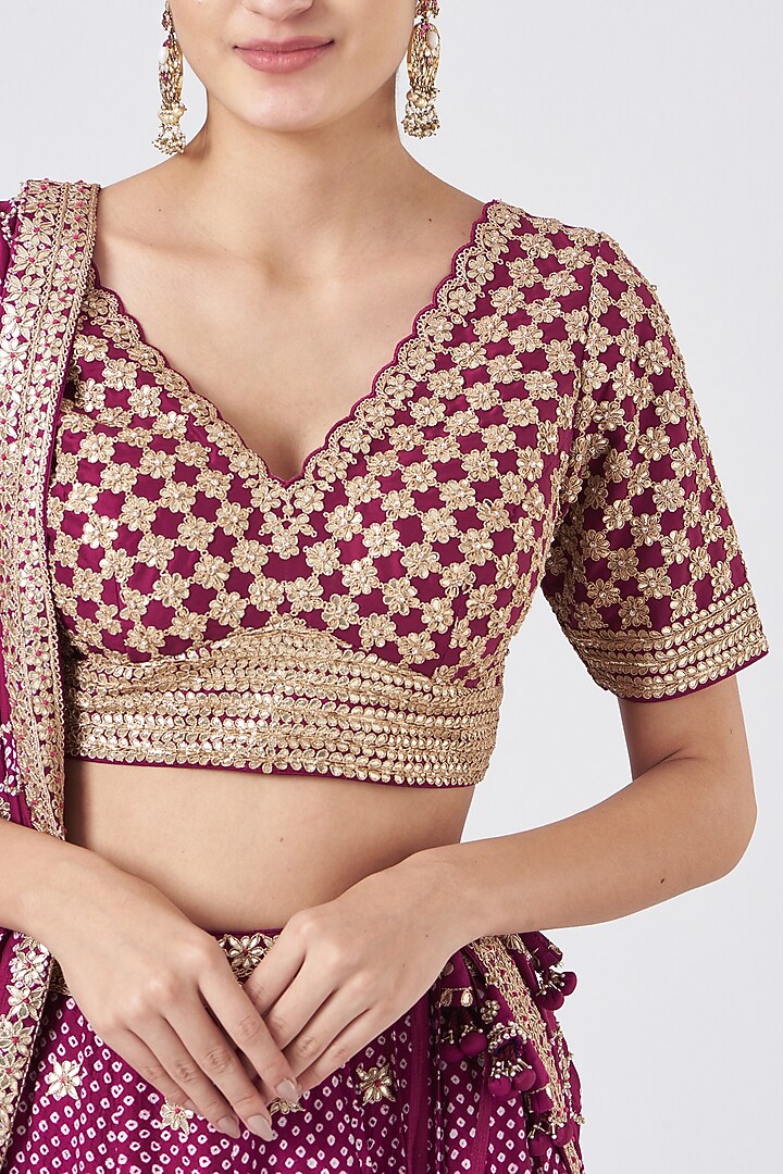Purple Embroidered Bridal Lehenga Set by Faabiiana at Pernia's Pop Up Shop