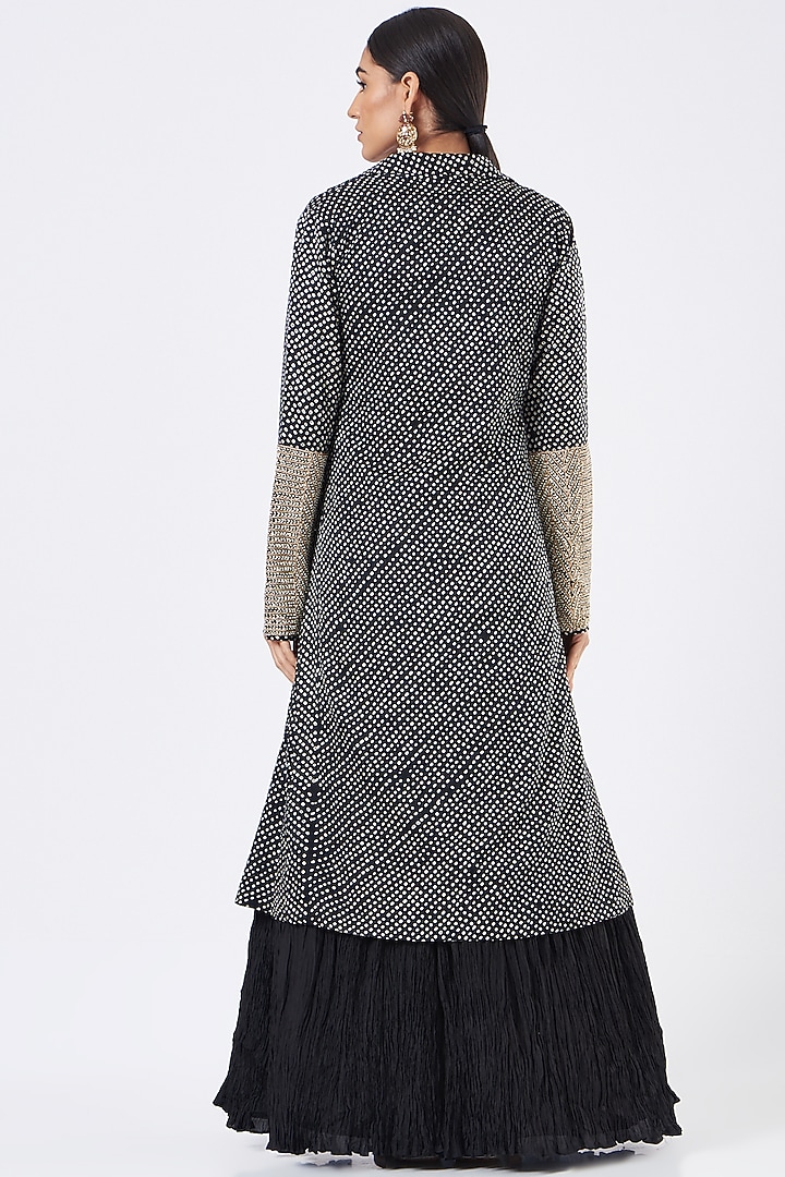 Black Bandhani Jacket Party Wear Dress by Faabiiana at Pernia's Pop Up Shop