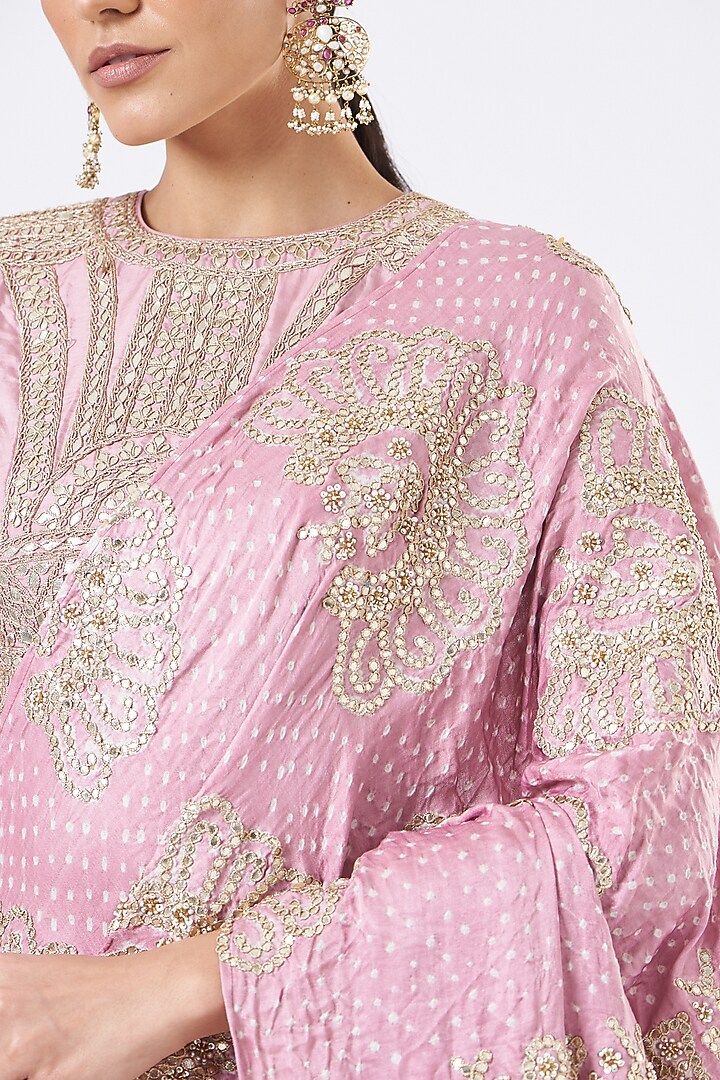 Onion Pink Silk Reception Lehenga Saree Set by Faabiiana at Pernia's Pop Up Shop