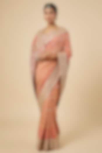 Orange Georgette Banarasi Bandhani Bridal Saree Set by Faabiiana at Pernia's Pop Up Shop