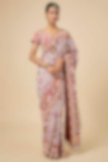 Ivory & Red Silk Patola Bridal Saree Set by Faabiiana at Pernia's Pop Up Shop