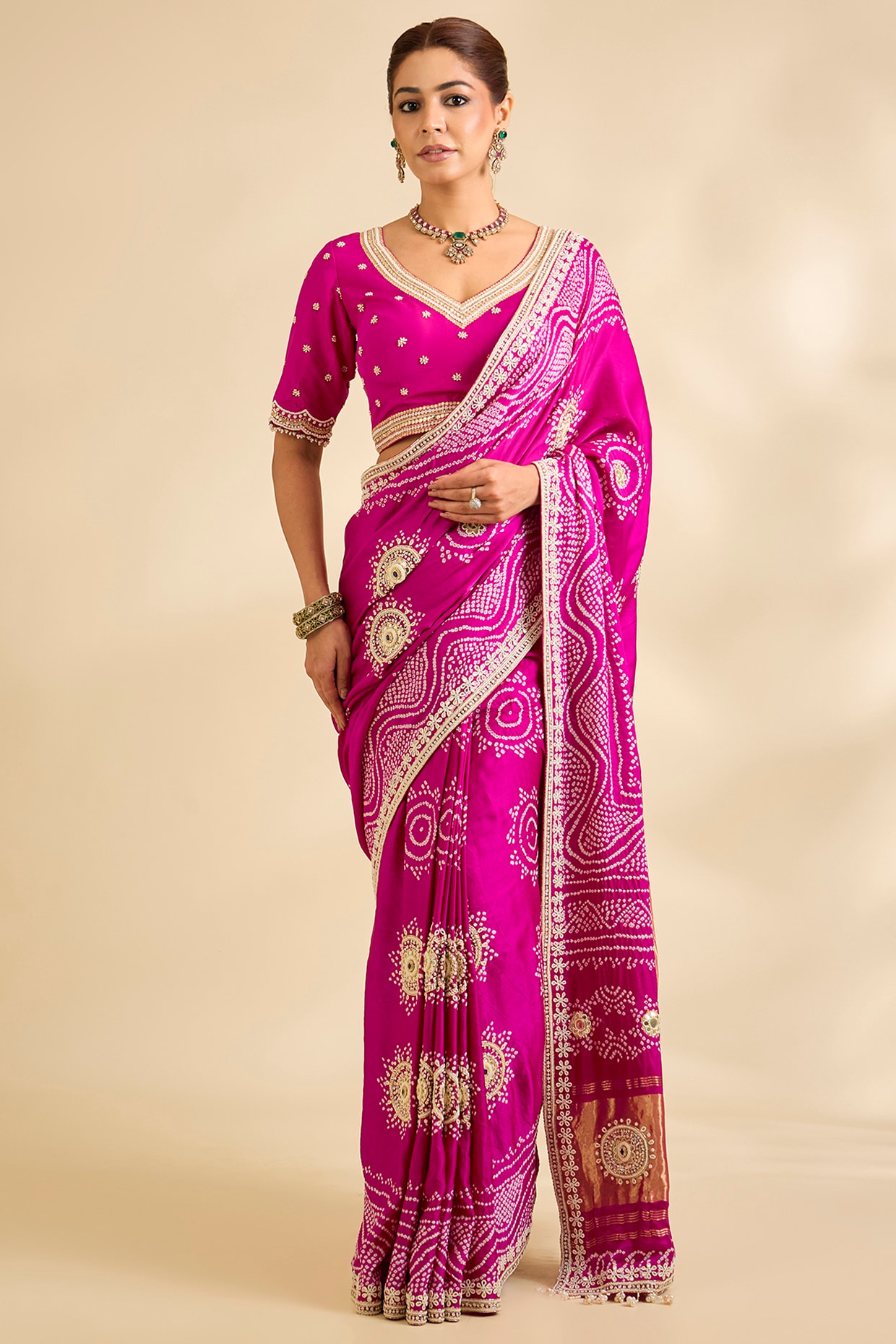 Faabiiana Rani Pink Gajji Silk Saree Set