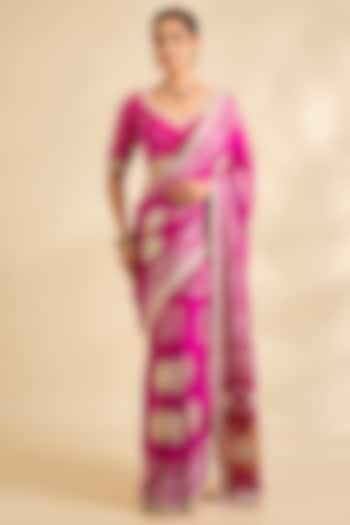 Rani Pink Gajji Silk Bridal Saree Set by Faabiiana at Pernia's Pop Up Shop