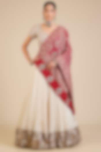 Ivory Silk Embroidered Bridal Lehenga Set by Faabiiana at Pernia's Pop Up Shop