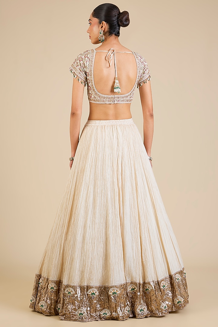 Ivory Silk Embroidered Bridal Lehenga Set by Faabiiana at Pernia's Pop Up Shop