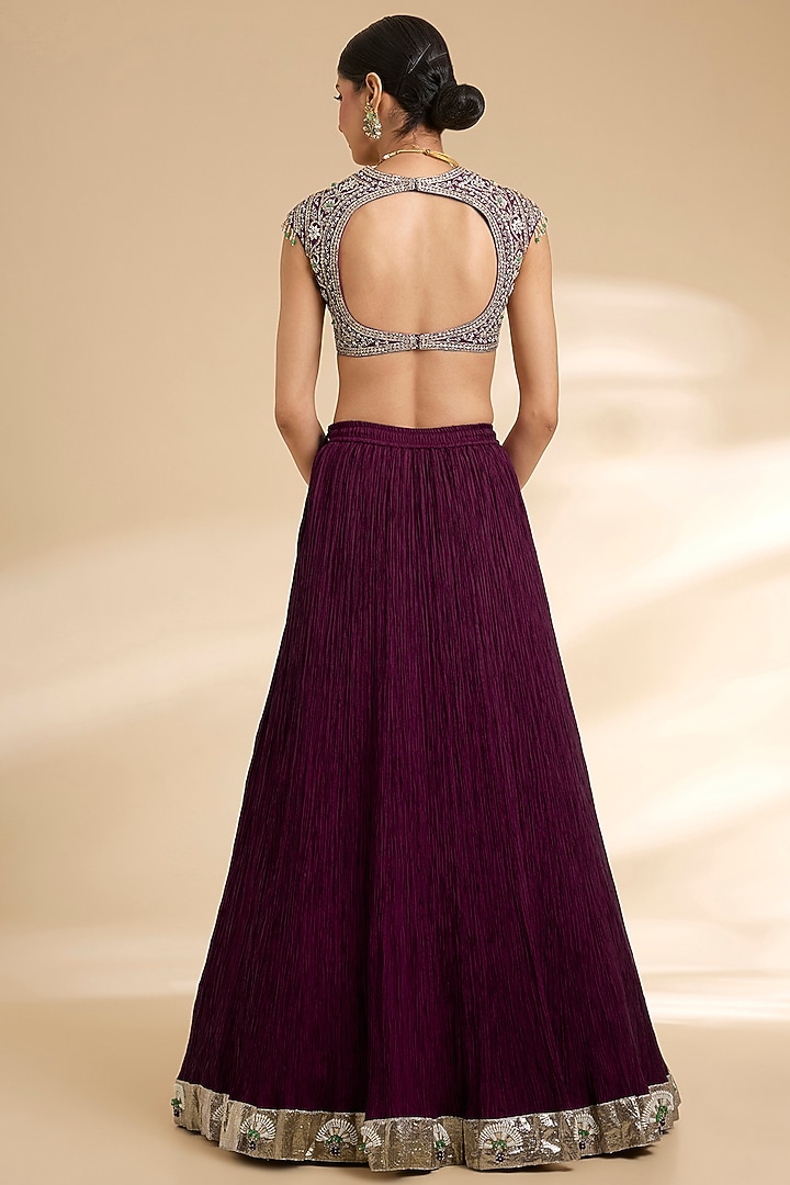 Navy Blue Silk Embroidered Bridal Lehenga Set by Faabiiana at Pernia's Pop Up Shop
