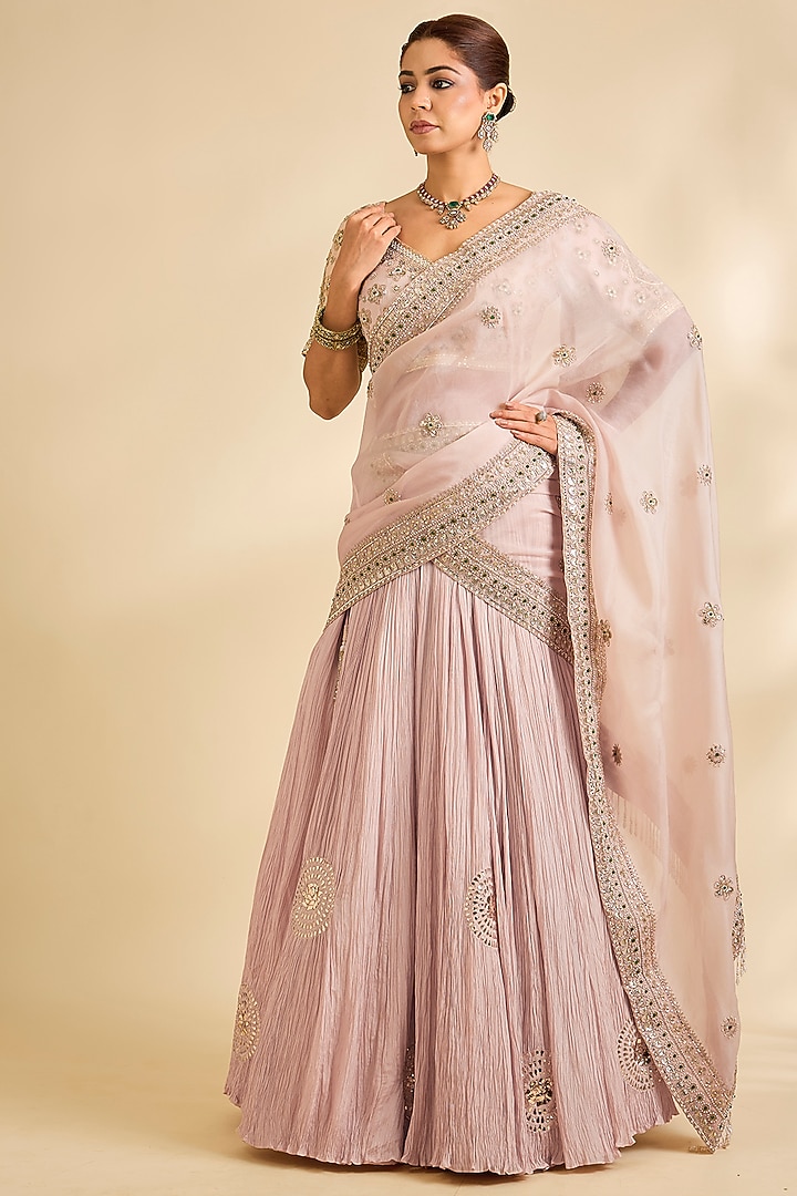 Blush Silk Bridal Lehenga Set by Faabiiana at Pernia's Pop Up Shop