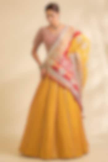 Mustard Silk Bridal Lehenga Set by Faabiiana at Pernia's Pop Up Shop