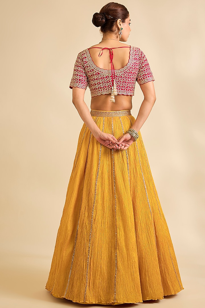 Mustard Silk Bridal Lehenga Set by Faabiiana at Pernia's Pop Up Shop