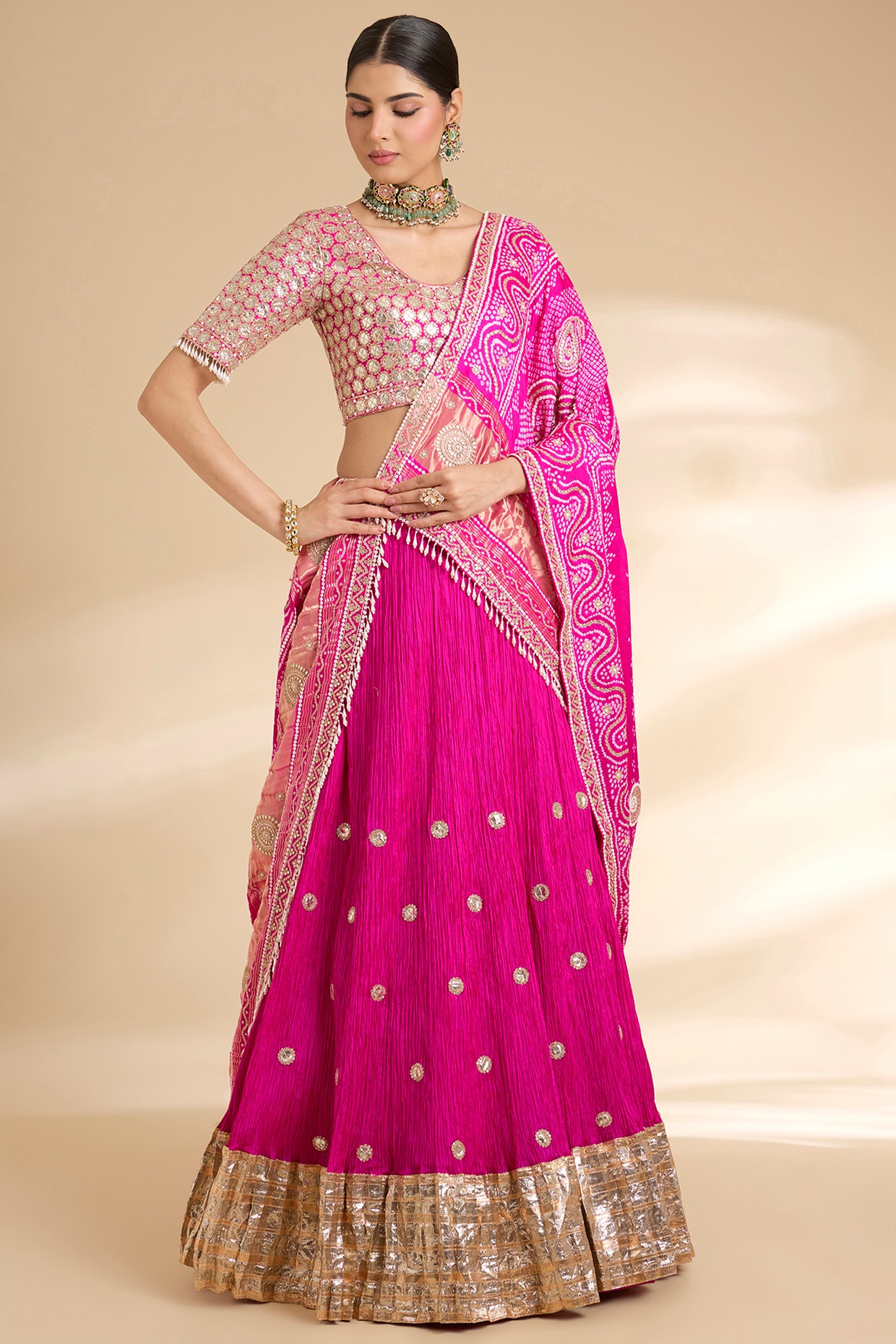 Faabiiana Rani Pink Silk Embroidered Lehenga Set